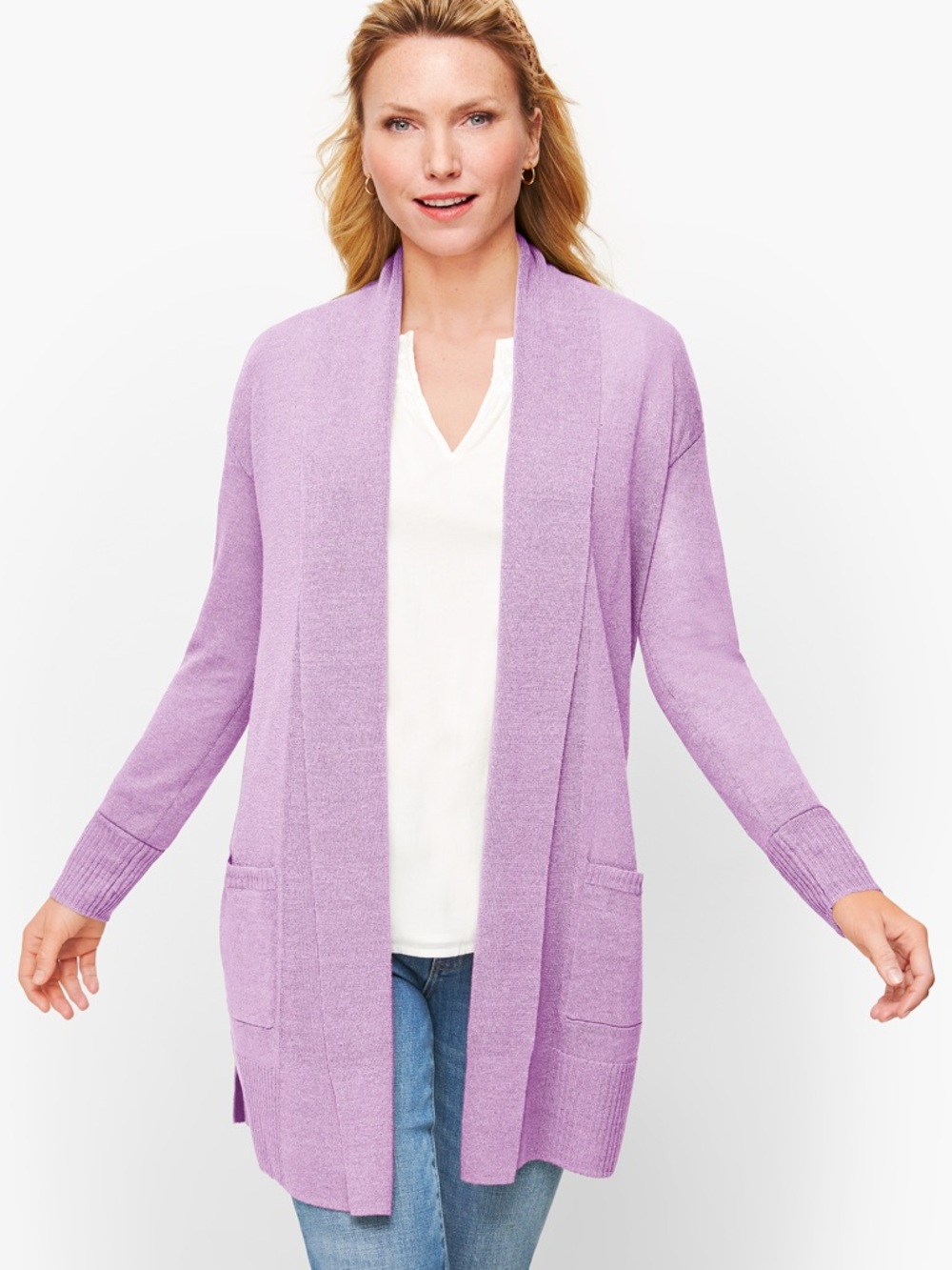 Talbots Lavender Longline Cardi with Pockets, 3X